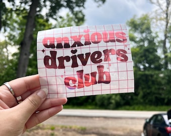 Anxious Drivers Club Vinyl Decal | Car Decal | Car Sticker | Bumper Decal | Metallic Pink | Anxiety