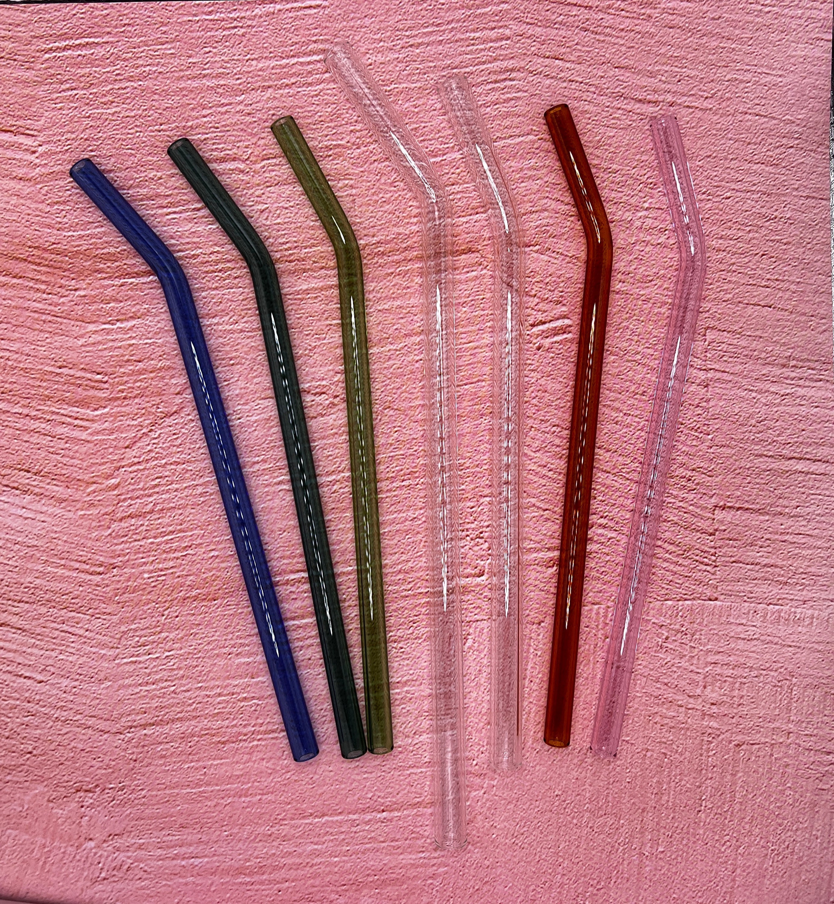 2pcs/set Pink Glass Straws With Cleaning Brush For Drinking Wine, Coffee,  Beverage