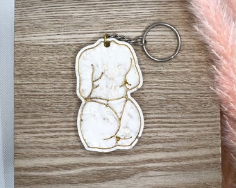 Thic Woman's Body Resin Keychain | Women Empowerment | Body Positivity | White & Gold Keychain | Resin Keychain | Resin | Accessories