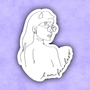 I Am Fearless Line Art Sticker | Line Art | Frauen Empowerment | Feministische | Ermächtigung von Frauen | Body Positivity