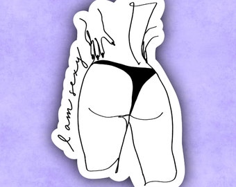 I Am Sexy Line Art Sticker | Line Art | Women Empowerment | Feminist | Female Empowerment | Body Positivity