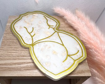 Thic Woman's Body Resin Trinket Tray | Women Empowerment | Body Makeup | White & Gold Keychain | Resin Keychain | Resin | Accessories