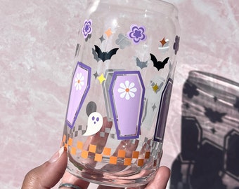 Pastel Halloween 16oz Beer Can Glass Cup | Trendy Glassware | Trendy Cups | Halloween | Cute Spooky |