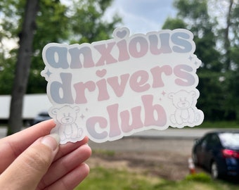 Anxious Drivers Club Clear Car Sticker | Car Decal | Bumper Decal | Pastel | Anxiety | Pastel Gradient