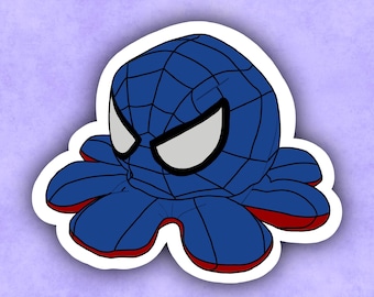 Octo Spidey Plush Sticker Blue | Spiderman | Octopus Plush | Matte Sticker