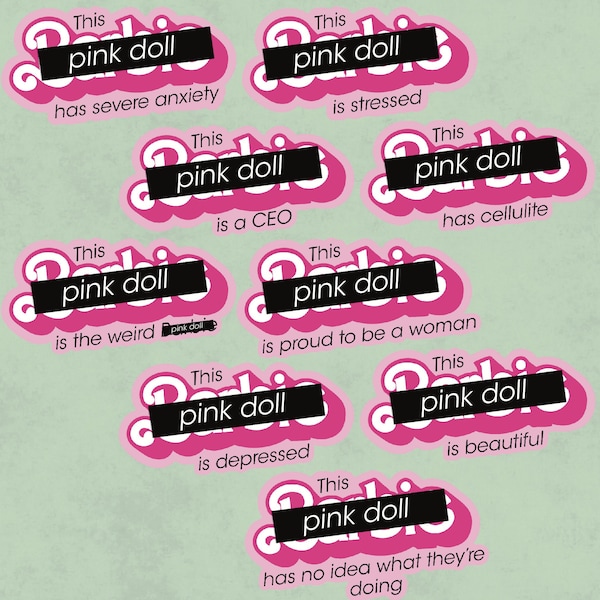 Pink This Girl Pastel Stickers | Doll Stickers | Margot Robbie | Doll Movie | Dolly Stickers |