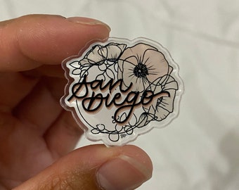 San Diego Floral Acrylic Pin