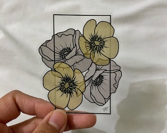 Transparent Wildflower Sticker: Weatherproof Floral Decal