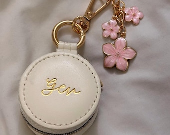 Personalized Foil Embossed Travel Mini Jewelry Keychain Pouch