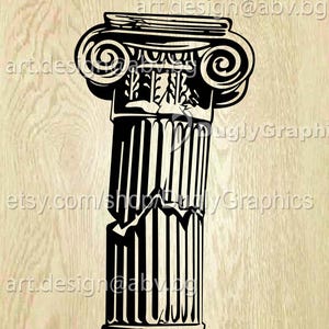 Gráfico vectorial de columna romana, diseño de volutas (descarga digital)