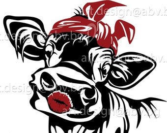 Cow Kiss Vector Art Print: Bandana Calf Graphic (Digital Download)