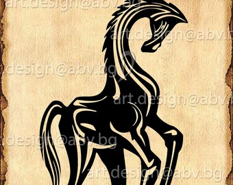 Stiliserad hästvektorbild (ai, eps, svg, png, jpg, pdf) (digital nedladdning)