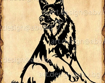 Pastore tedesco danzante vettoriale, AI, SVG, PNG (download digitale)