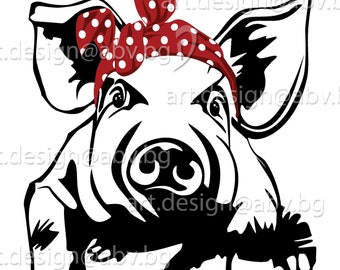 Download Free Pig With Bandana Etsy SVG Cut Files