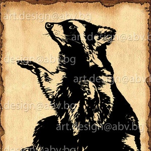 Könnte beinhalten: Schwarz-weiße Silhouette eines Bären, der auf seinen Hinterbeinen steht und seine Pfoten in die Luft reckt. Der Bär ist nach rechts gewandt und hat einen langen, buschigen Schwanz.