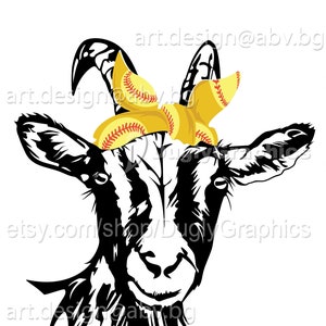 Vector GOAT with a softball headband, AI, png, eps, pdf, svg, dxf, jpg Download, Digital image, graphical, animal