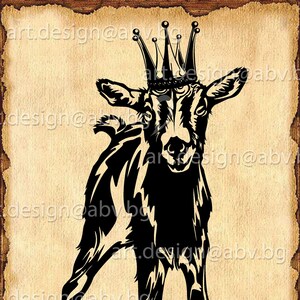 Vector GOAT with crown, AI, png, eps, pdf, svg, dxf, jpg Instant Download, graphical image Art Print, animal, Digital image
