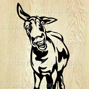 Vector SMILING DONKEY, ai eps dxf svg pdf png jpg Download, Digital image, graphical, animal farm