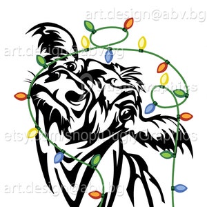 Vector COW with Christmas lights AI PNG eps pdf svg dxf jpg graphical Digital Art Print