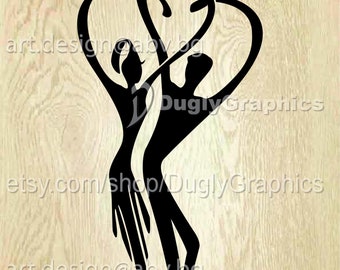 Figure di danza vettoriali: design astratto a forma di cuore (download digitale)