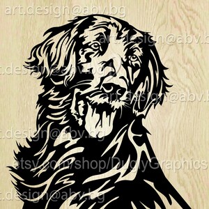 Vector DOG Flat Coated Retriever head AI eps pdf svg dxf png jpg Download Digital image animal drawing