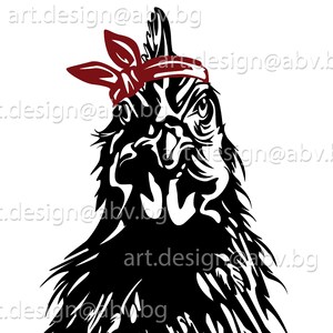 Vector CHICKEN head, bandana, ai, eps, pdf, svg, dxf, png, jpg Download, Digital image, graphical, animal, hen, fowl, cockdiscount coupons