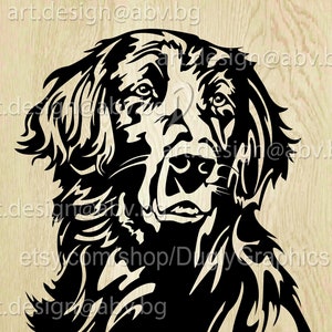 Vector DOG Flat Coated Retriever head AI eps pdf svg dxf png jpg Download Digital image animal drawing