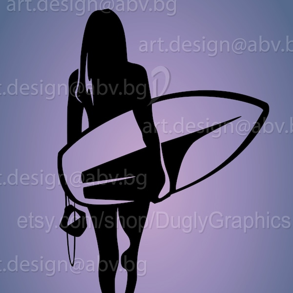 Vector SURFER on the beach, girl, ai, eps, svg, dxf, pdf, png, jpg Download, Digital image, graphical, discount coupons