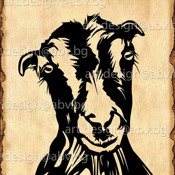 Vector LAMANCHA GOAT head, ai, PNG, eps, pdf, svg, dxf, jpg Instant Download, graphical image Art Print, animal, Digital image