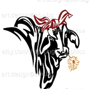 Vector COW brahman head with bandana, AI, PNG, eps, pdf, svg, dxf, jpg, graphical image Art Print, Digital image