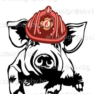 Vector PIG with fire helmet, ai, eps, pdf, svg, dxf, png, jpg Download, Digital image, graphical, animal, swine, hog, sow, discount coupons