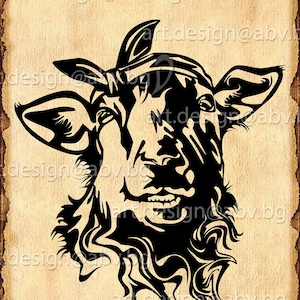 Vector SHEEP head, bandana, AI, PNG, eps, pdf, svg, dxf, jpg Instant Download, graphical image Art Print, animal, Digital image