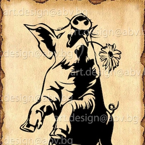 Pig with Flower Art Print: Vector Graphic (Digital Download)