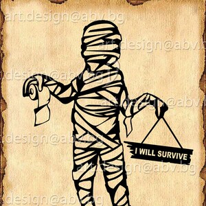 Vector I'LL SURVIVE with toilet paper, ai, eps, pdf, svg, dxf, png, jpg Download files, Digital, graphical, discount coupons