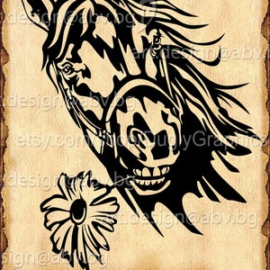 Vector CABALLO con flor, coloreado y negro, SVG, DXF, ai, eps, pdf, png, jpg Descargar, Imagen digital, imagen gráfica, cupones de descuento