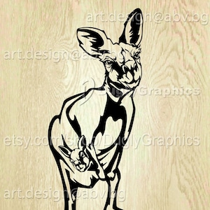 Vector KANGAROO mother with baby ai png eps pdf svg dxf jpg svg graphical Art Print image