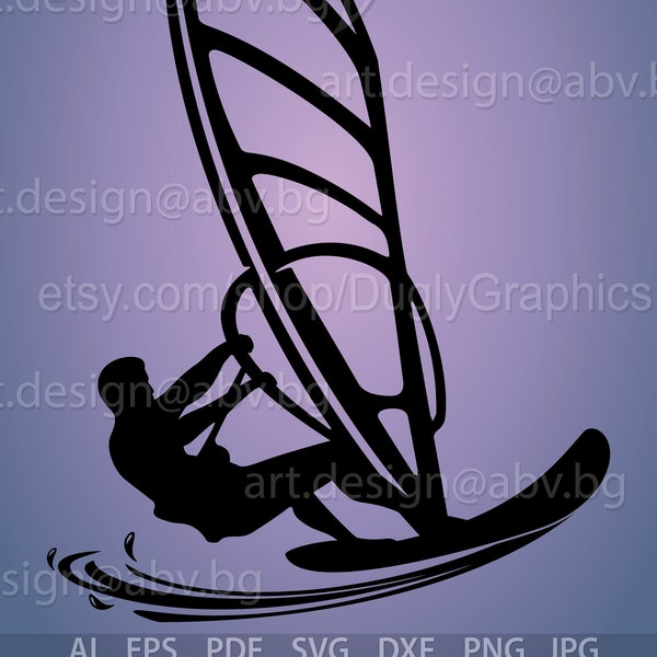 Vector WINDSURFER SVG AI eps pdf dxf png jpg Download, Immagine digitale, immagine grafica del mare, uccelli, gabbiano, buoni sconto