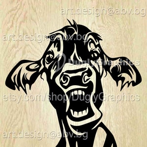 Vector SCARED COW, calf, head, AI, png, eps, pdf, svg, dxf, jpg, svg cow, graphical image Art Print, heifer, muzzle, funny