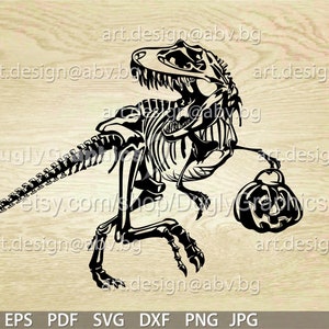 Vector DINOSAURUS met POMPOEN, svg, ai, eps, png, dxf, pdf, jpg-download, digitaal beeld, grafische afbeelding