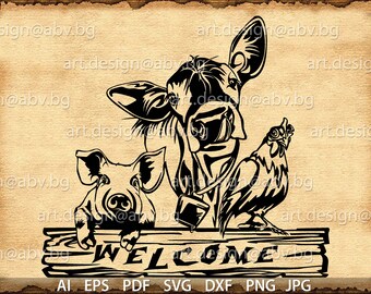 Download Cow Pig Chicken Svg Etsy