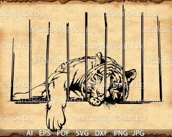 sad tiger drawing etsy etsy