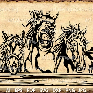 Horse Farm Vector Graphic: Family Farmhouse Design (Digital Download)