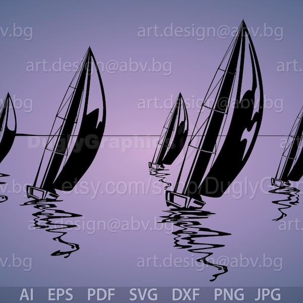 Vector SAILBOATS ai eps svg dxf pdf png jpg Download Digital image graphical boats regatta