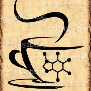 Vector MOLECULE CAFFEINE, AI, png, eps, pdf, svg, dxf, jpg Download files, Digital, graphical, discount coupons