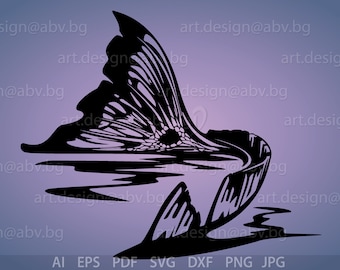 Vector RED FISH FIN, ai, eps, pdf, png, svg, dxf, jpg Image Graphic Digital Download Artwork, stylized tail, graphical, discount coupons