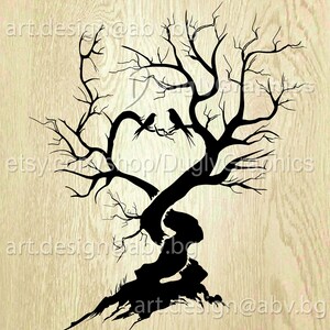 Wedding Tree Vector Graphic: Birds Silhouette (Digital Download)
