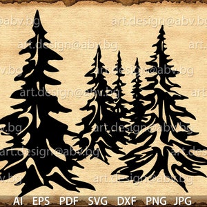 Vector CONIFERS, evergreen, AI, PNG, eps, pdf, svg, dxf, jpg Download, collection, models library, discount coupons