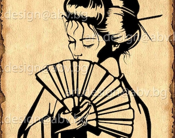 Geisha Girl Vector Graphic: Japanese Hanamachi Design (Digital Download)