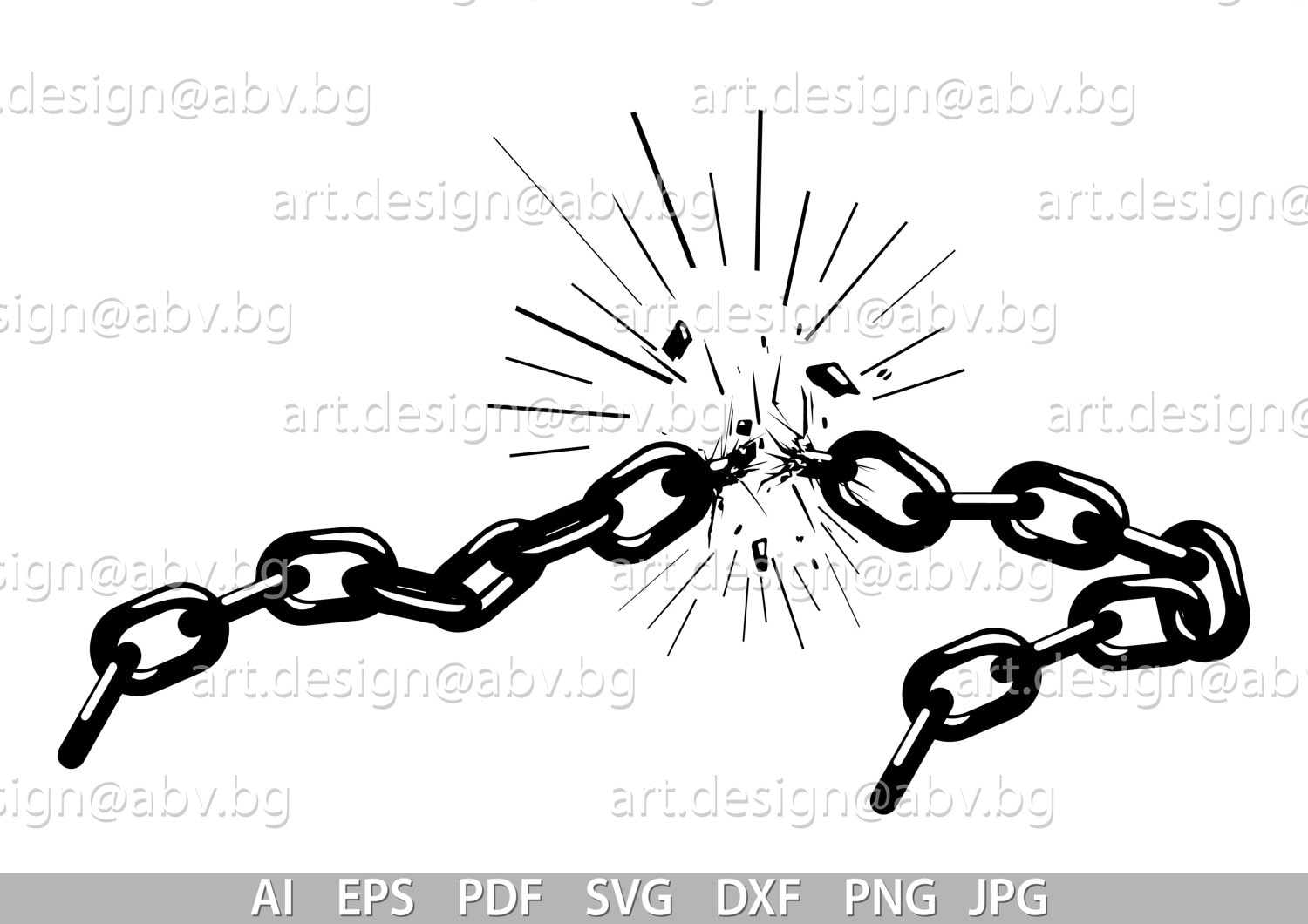 Vector BROKEN CHAINS AI Eps Svg Dxf Pdf Png Jpg - Etsy