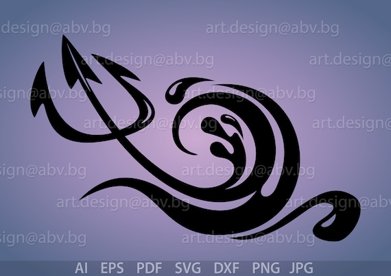 Vector Trident And Wave Ai Eps Pdf Svg Png Dxf Jpg Etsy